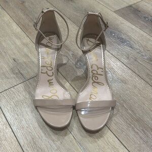 Sam Edelman Patti Nude Tan Strappy Ankle Sandal Pump Heel Business Neutral 10.5M
